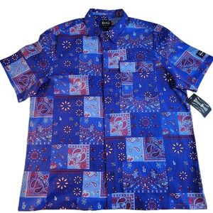SNOOP DOGG SUPPLY Casual Shirt Mens XXL Blue Bandana Print Short Sleeve NEW